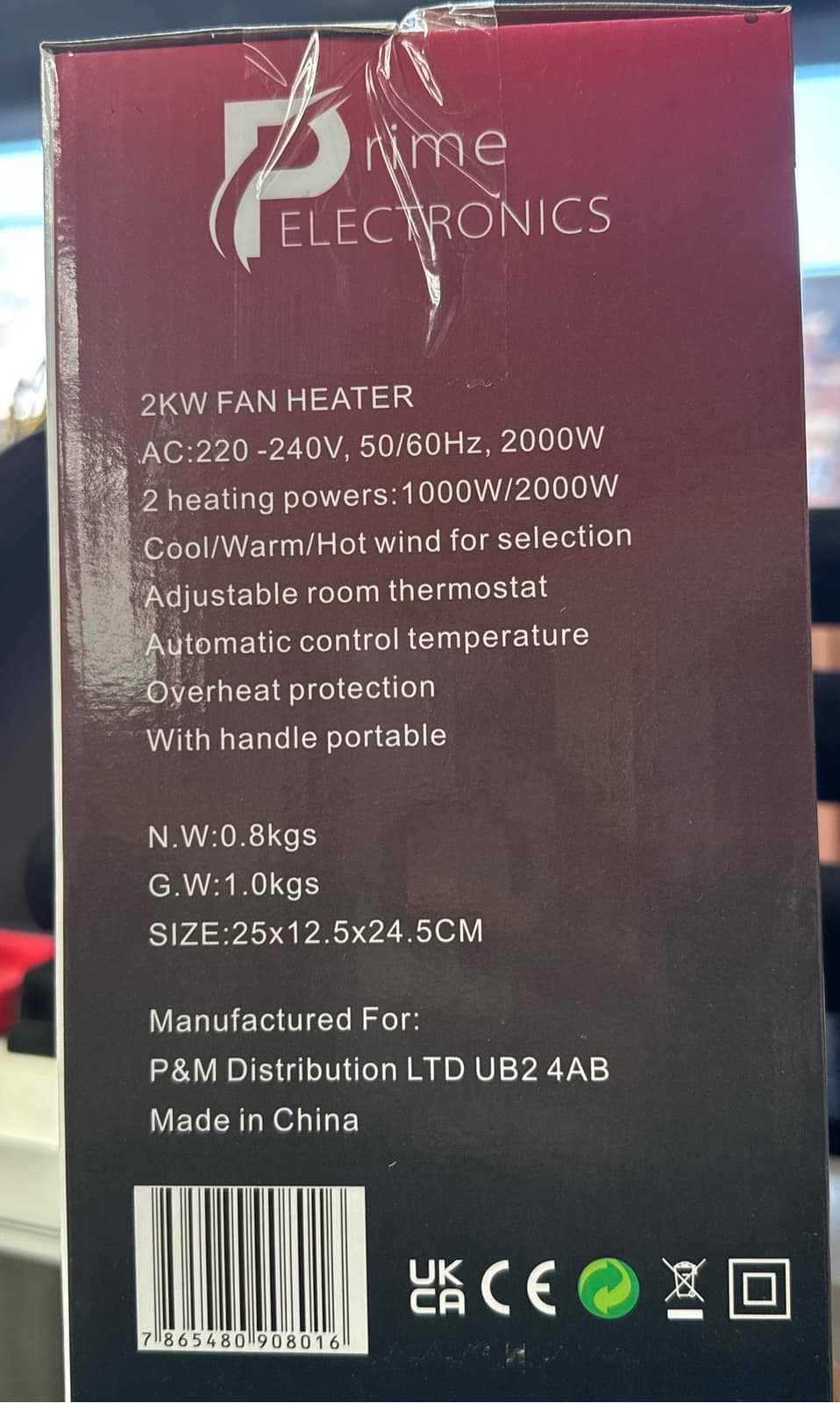 Prime Electronics 1000W/2000W Portable Fan Heater 2