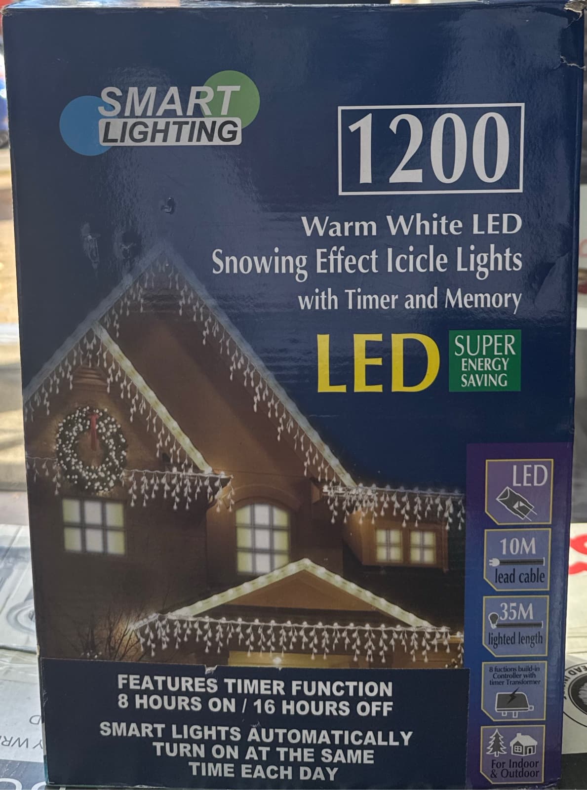 Smart Lighting 1200 Warm White LED Snowing Effect Icicle Lights