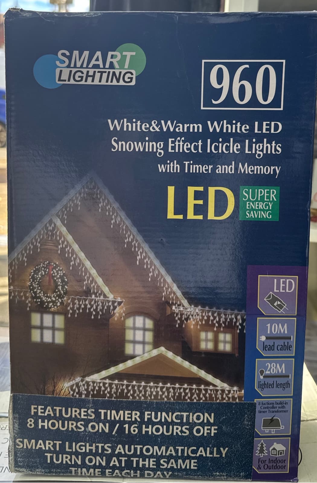 Smart Lighting 960 White & Warm White LED Icicle Lights 1