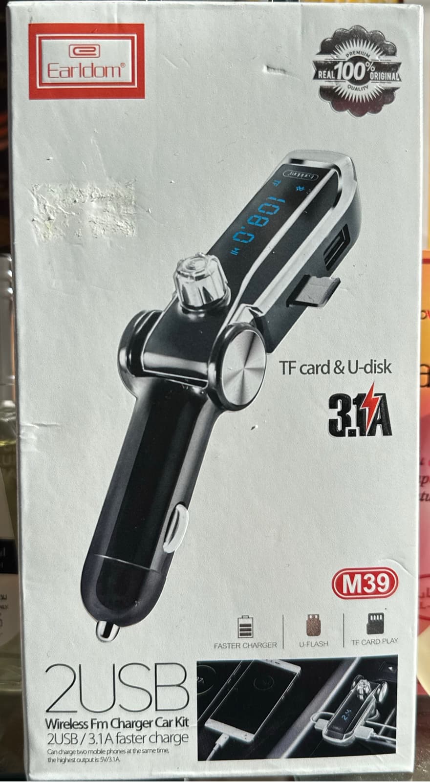 Earldom ET-M39 Wireless FM Transmitter & Dual USB Car Charger 1