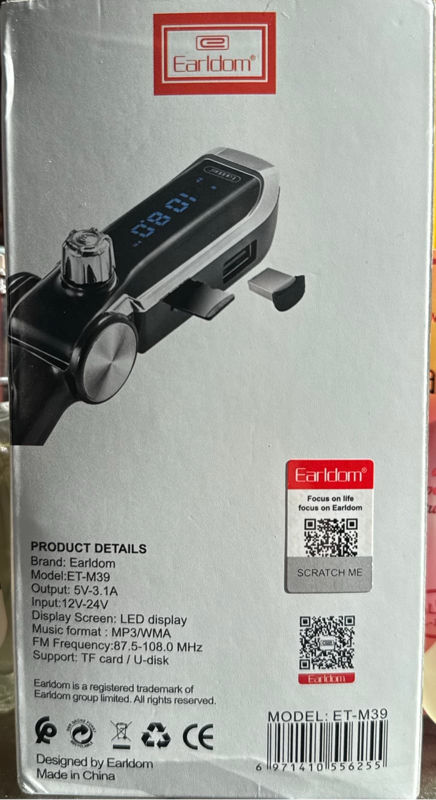 Earldom ET-M39 Wireless FM Transmitter & Dual USB Car Charger 2