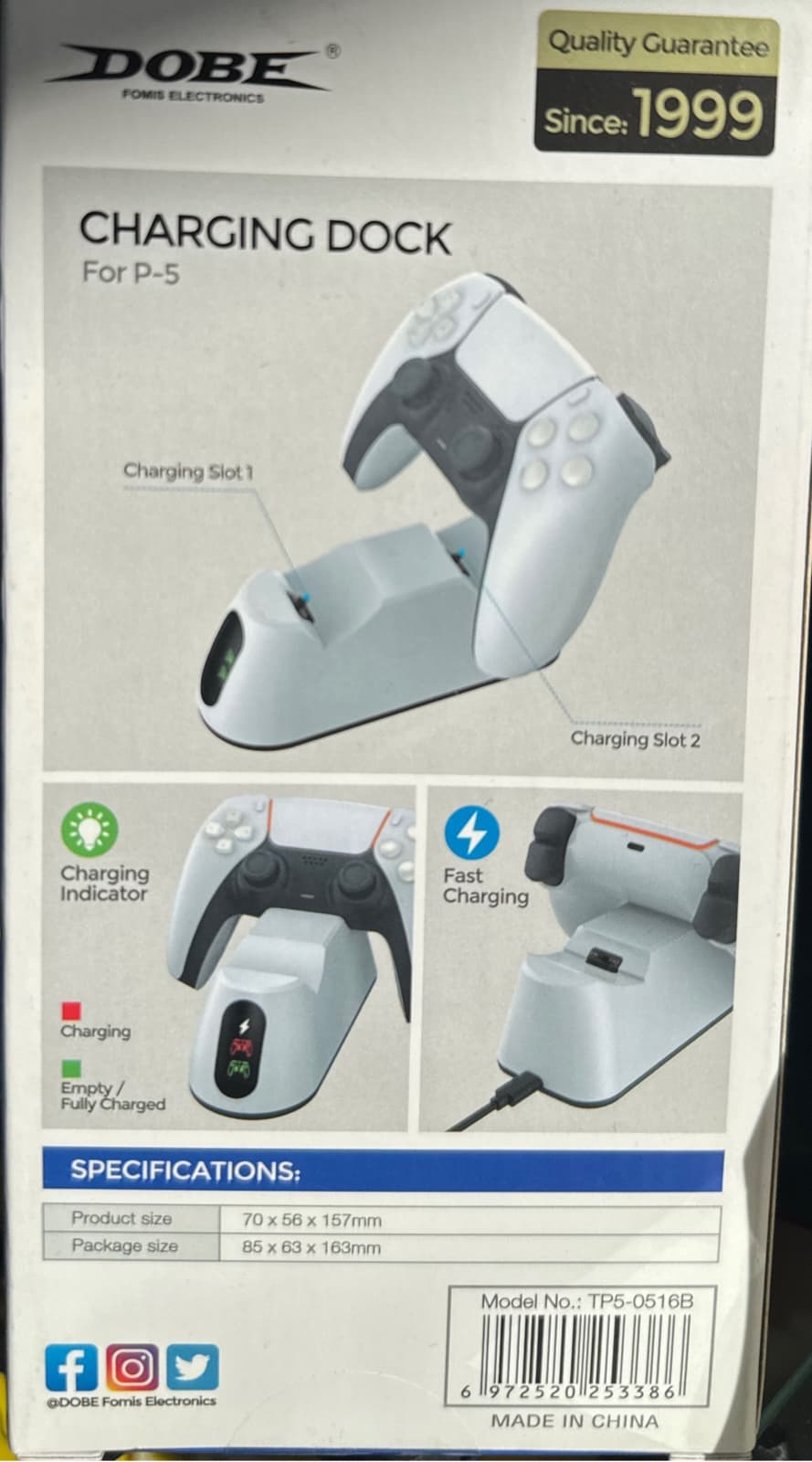 DOBE TP5-0516B Dual PS5 Controller Charging Dock