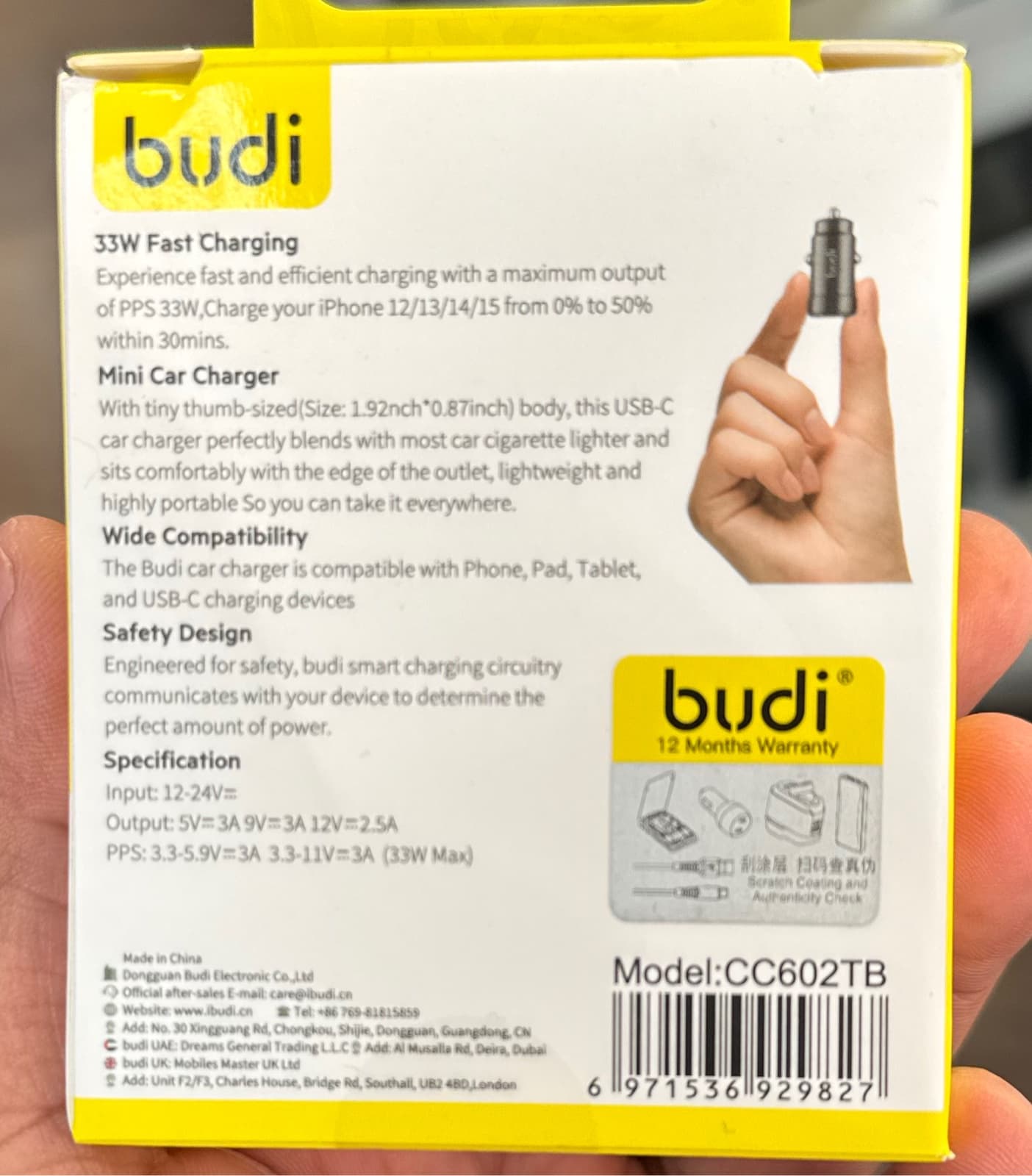 Budi CC602TB 33W Mini USB-C PD Car Charger 2