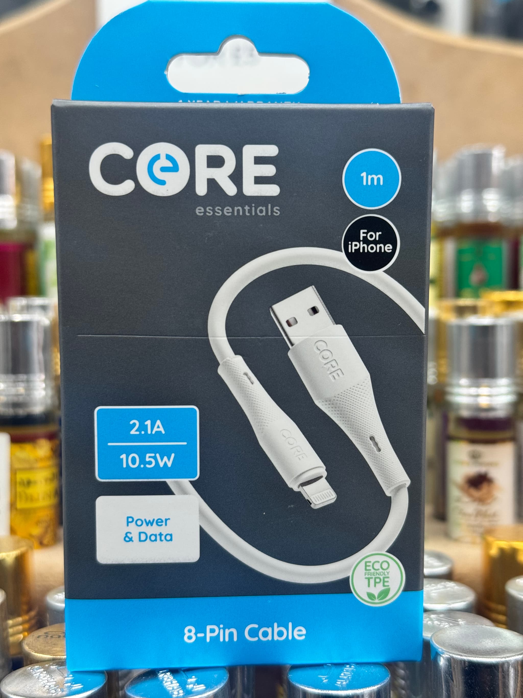 Core USB A to Lightning Charging Cable 1m for iPhone 14, 13, 12, 11, X, 8, 7, 6 & SE