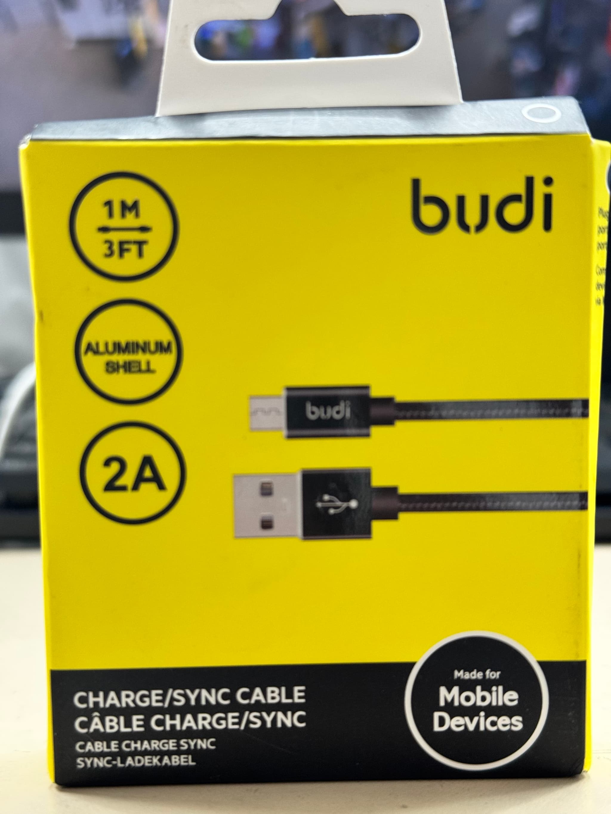 Budi USB 2.0 Charge & Sync Cable 1m 3ft 2A