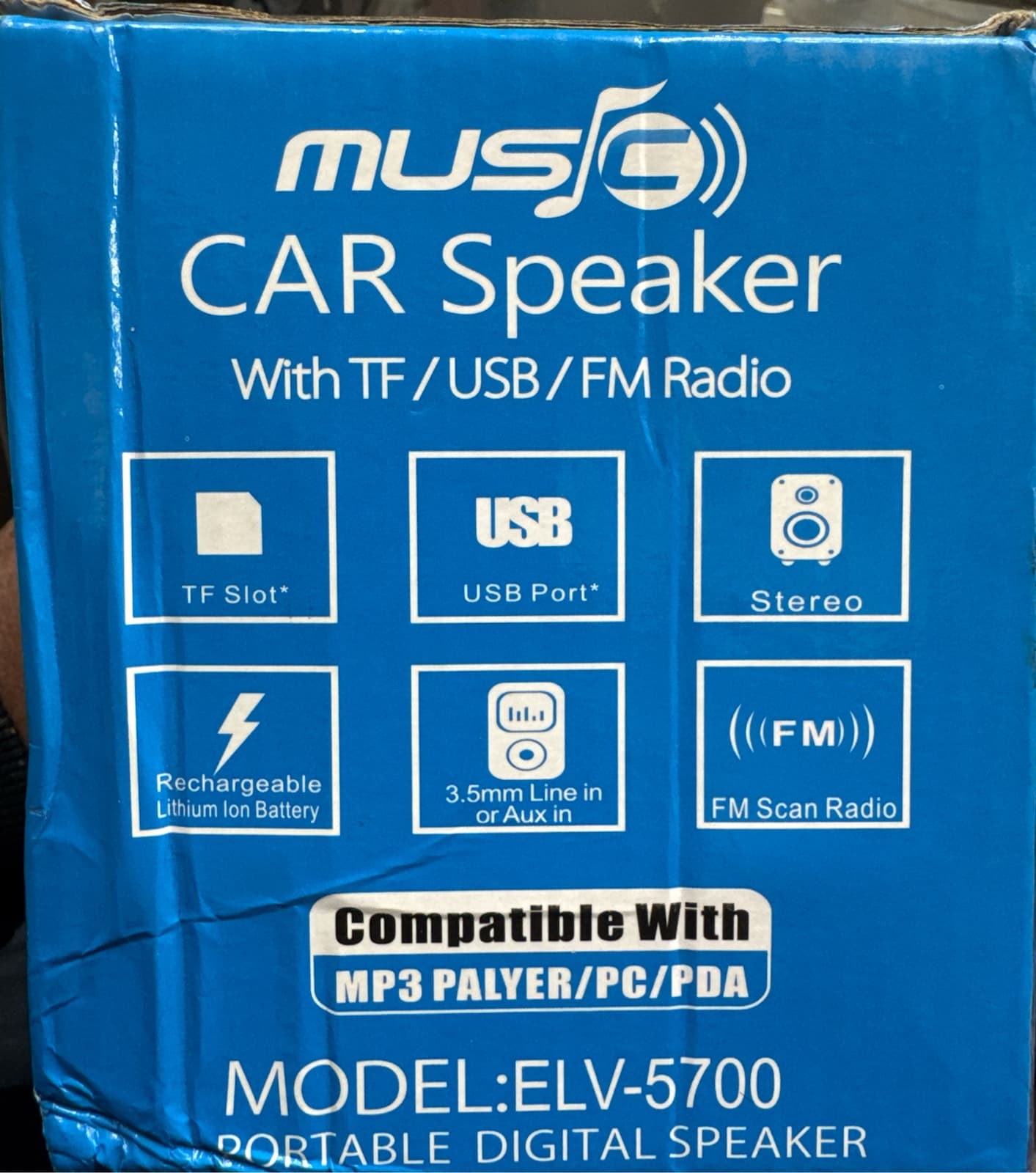 Wireless Music Car Speaker With TF Card, USB, FM Radio