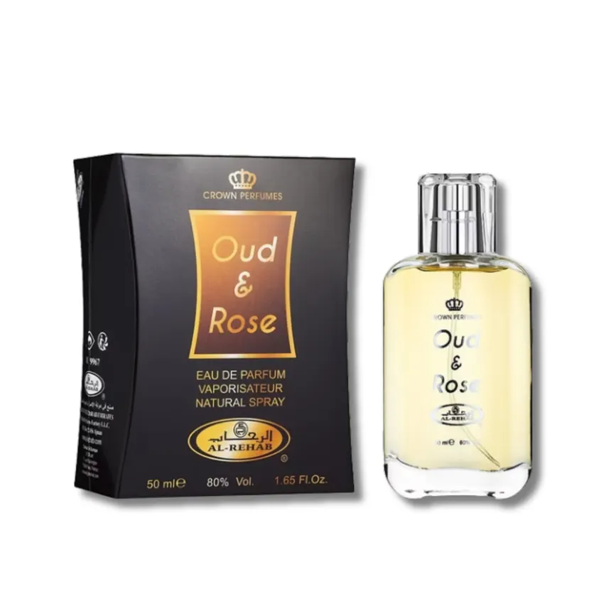 Al Rehab Oud & Rose Unisex Perfume Oil 6ml & EDP Spray 50ml